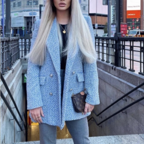 NWT Zara Double Breasted Textured Weave Blazer S - Picture 16 of 16